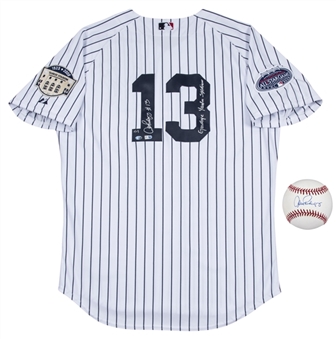 Alex Rodriguez Autographed & Inscribed New York Yankees Pinstripe Jersey and OML Selig Baseball (MLB Authenticated & JSA)